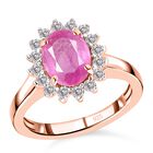Premium Ilakaka Rosa Saphir und Zirkon-Halo Ring, 925 Silber Roségold Vermeil, 2,98 ct. image number 3