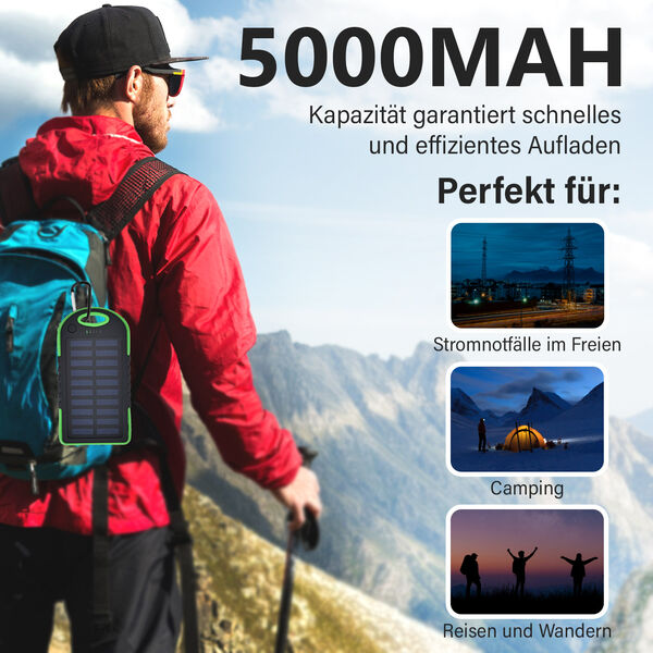 Solarbetriebene Powerbank mit USB Anschluss, Gr&uuml;n image number 3