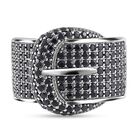 Schwarzer Spinell Ring, 925 Silber, (Größe 16.00) ca. 1.19 ct