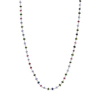 Tansanit, Masoala Saphir und afrikanische Rubin-Halskette, ca. 50 cm, 925 Silber ca. 27.00 ct