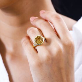 Citrin und Zirkon Ring - 6,14 ct.