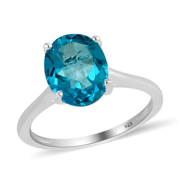 Paraiba Farbe Quarz Solitär-Ring, 925 Silber  ca. 2,43 ct image number 4