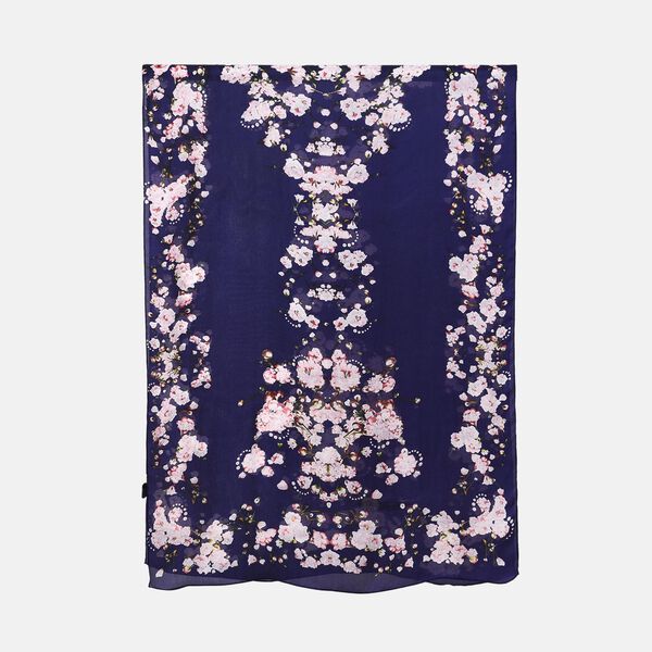 LA MAREY - 100% Maulbeeren-Seidenschal, Chiffon, 60x170 cm, Marineblau image number 10