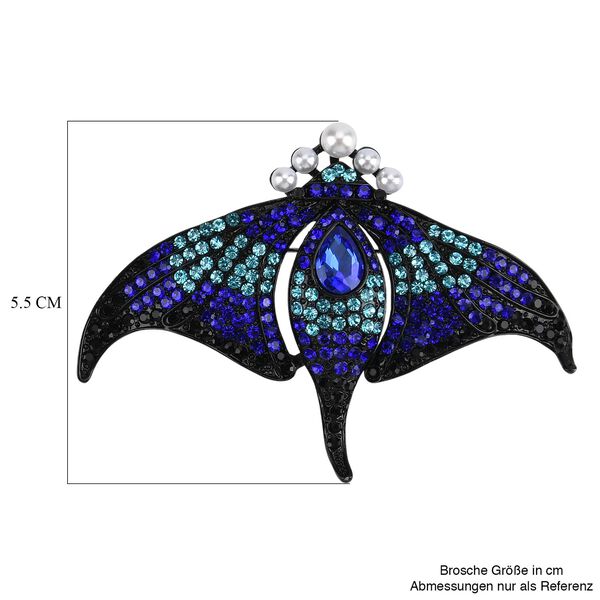 Kunststoff Perle, Mehrfarbiger Kristall Stachelrochen Brosche  Schwarz image number 6