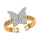 GP Trionfo Kollektion Weißer Diamant Ring 925 Silber 750 Gelbgold Vermeil (Größe 18.00) ca. 0.33 ct