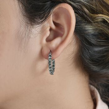 J Francis gefertigt mit SWAROVSKI- Schwarze Diamant Swarovski-Kristall Inside-Out-Creolen