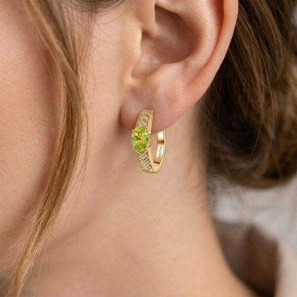 EverTrue Peridot und Zirkon Ohrringe in Goldton - 1,76 ct. image number 3