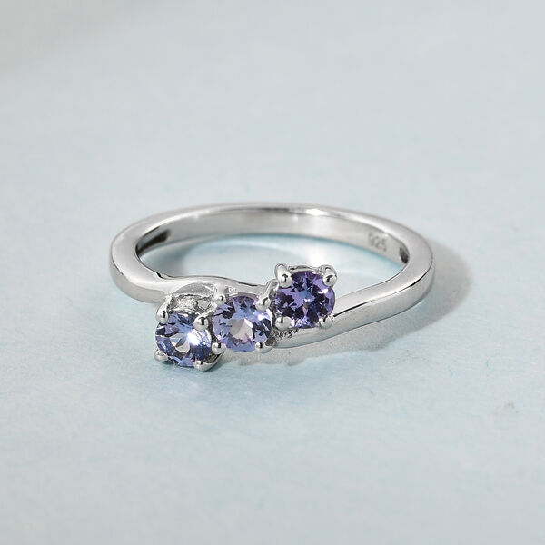 Tansanit 3 Stein Ring 925 Silber platiniert  ca. 0,53 ct image number 2