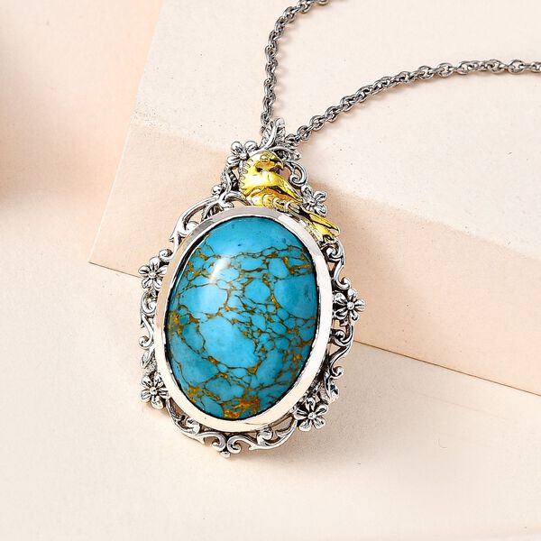 Blauer Mojave-Türkis-Anhänger mit 50cm Kette - 13,73 ct. image number 2