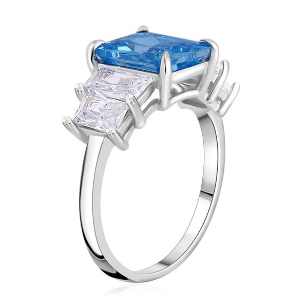 Blauer Zirkonia, Weißer Zirkonia Ring, 925 Silber rhodiniert (Größe 17.00) image number 3