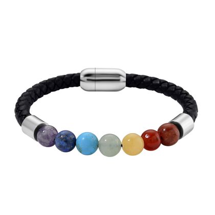 Mehrfarbige Edelsteine Armband, ca. 20 cm, Reiner Edelstahl ca. 35,00 ct.