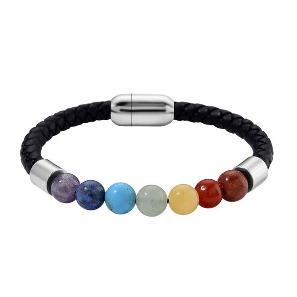 Mehrfarbige Edelsteine Armband, ca. 20 cm, Reiner Edelstahl ca. 35,00 ct.