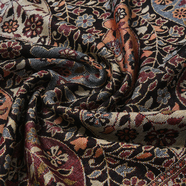 Jamawar-Schal, 3-Schiffchen-Webung, 70x200 cm, Blumen image number 8