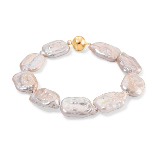 D'Joy wei&szlig;es Keshi Perle 19cm Armband