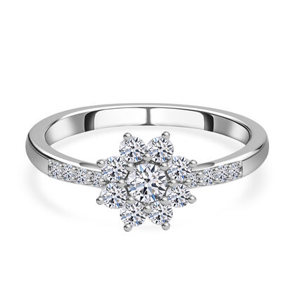 Luxuriant Diamond Lab Grown Diamant SI-GH Ring 925 Silber platiniert (Gr&ouml;&szlig;e 18.00) ca. 0.75 ct