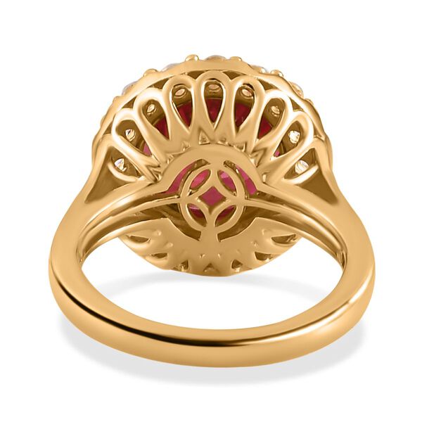 Synthetischer Padparadscha-Saphir und Zirkon Ring, ca. 7,76 ct image number 6