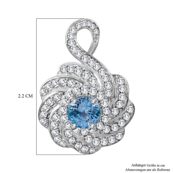 AA Blauer Zirkon, Weißer Zirkon Anhänger 925 Silber rhodiniert ca. 1.49 ct image number 4