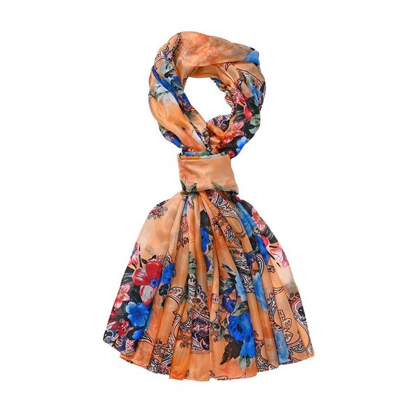 LA MAREY - 100% Maulbeeren-Seidenschal, Chiffon, 195x110cm, Gelb