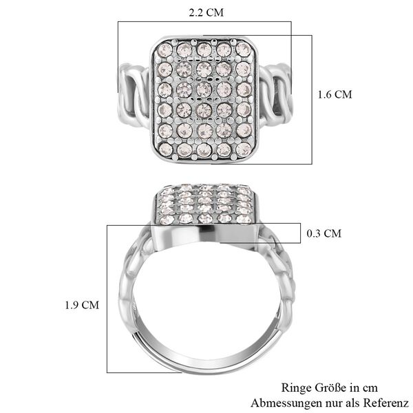 Wei&szlig;er Kristall Ring Reiner Edelstahl (Gr&ouml;&szlig;e 16.00) image number 6