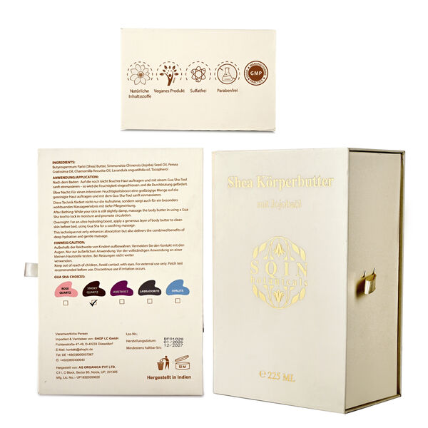 SQIN botanicals Shea K&ouml;rperbutter mit Jojoba&ouml;l inkl. Rauchquarz Gua Sha, 225ml image number 7