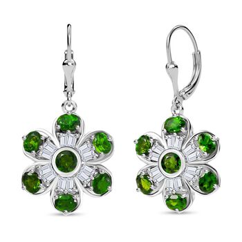 Nat&uuml;rlicher Chromdiopsid Ohrringe 925 Silber rhodiniert ca. 3.65 ct