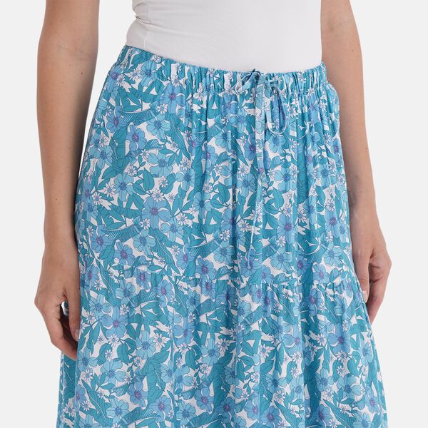 Maxirock mit Blumenprint, 90 cm, Wei&szlig; mit floralen Akzenten - Einheitsgr&ouml;&szlig;e, blau image number 5