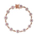 Lila Spinell, weißer Zirkon Armband, ca. 19 cm 925 Silber rosévergoldet ca. 5.71 ct