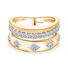 Lab Grown Diamant SI Ring 925 Silber 750 Gelbgold Vermeil (Größe 20.00) ca. 1,13 ct