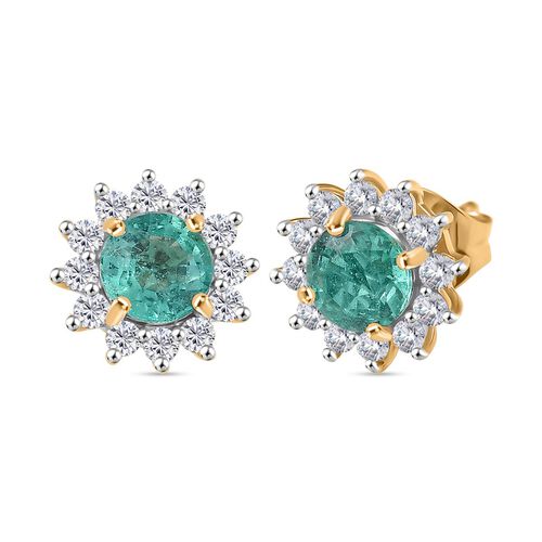 AAA Kagem Sambischer Smaragd, Lab Grown Diamant Ohrringe 375 Gold ca. 1,32 ct. image number 0