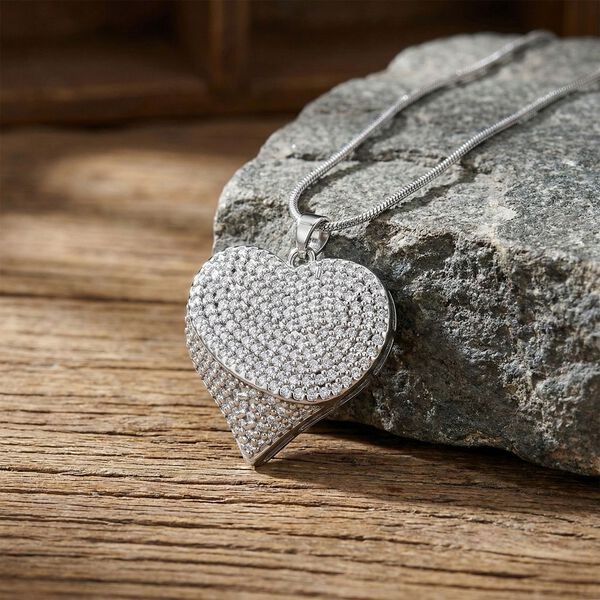 Wei&szlig;er Zirkonia Halskette ca. 52 cm + 5 cm Extender, Nickelfreies Messing image number 1