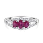 Afrikanischer Rubin (Fissure gefüllt) Ring, 925 Silber rhodiniert (Größe 20.00) ca. 1.14 ct