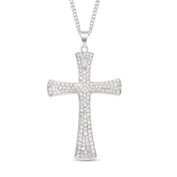 Wei&szlig;er Kristall-Anh&auml;nger mit Kette - 8 ct.