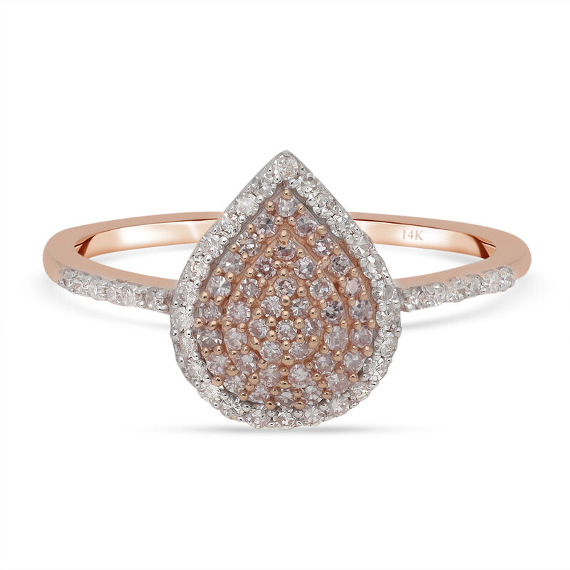Natürlicher Rosa Diamant und Weißer Diamant zertifiziert I1-I2 Ring 585 Gold image number 0