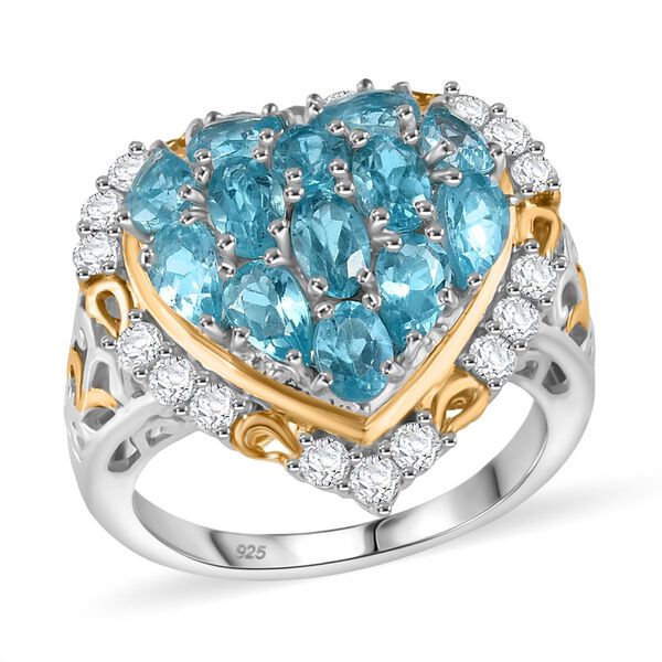 Betroka Blauer Apatit Ring 925 Silber rhodiniert (Größe 17.00) ca. 3,56 ct image number 4