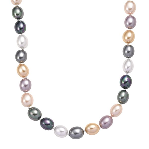 Mehrfarbige Oval Muschelkernperle 50cm Halskette und flexibles Armband image number 2