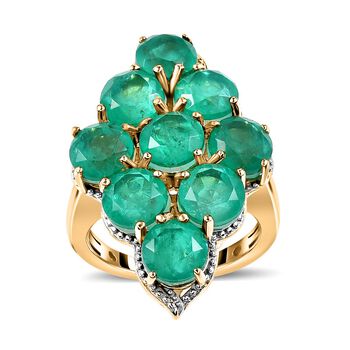 Smaragd-Quarz-Triplette Ring, 925 Silber Gelbgold Vermeil, (Gr&ouml;&szlig;e 19.00) ca. 10.68 ct