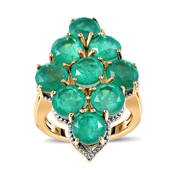 Smaragd-Quarz-Triplette Ring, 925 Silber Gelbgold Vermeil, (Gr&ouml;&szlig;e 19.00) ca. 10.68 ct image number 4