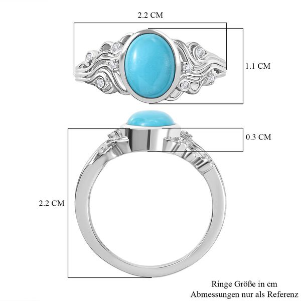 AA Sleeping Beauty Türkis und Zirkon Ring, ca. 1,52 ct. image number 7