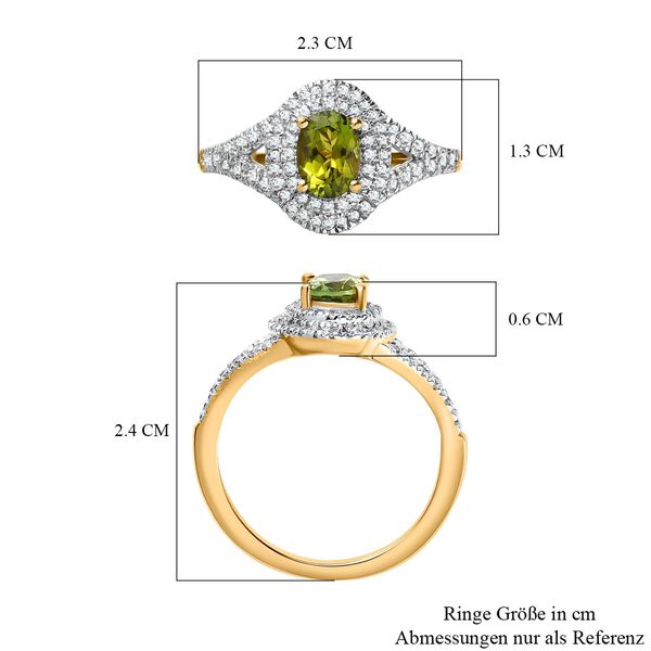 AA Calabar-Turmalin, Weißer Zirkon Ringe 925 Silber Gelbgold Vermeil (Größe 17.00) ca. 1.66 ct image number 7