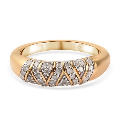 Diamant-Ring, 925 Silber Gelbgold Vermeil (Größe 21.00) ca. 0,25 ct