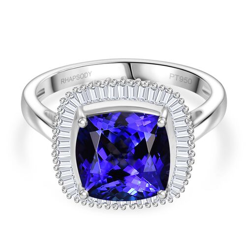 Rhapsody AAAA Tansanit, Weißer Diamant Ring 950 Platin (Größe 17.00) (10-15 Werktage Lieferzeit) ca. 4.93 ct image number 0