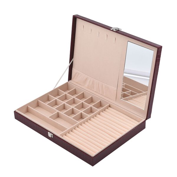 Schmuckkasten mit Kroko-Pr&auml;gung, Weinrot image number 5