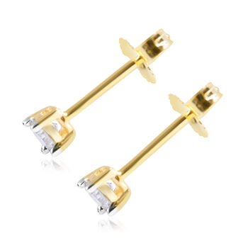 Diamant-Ohrstecker, SGL zertifiziert P2-P3 G-H, 585 Gelbgold ca. 0,25 ct