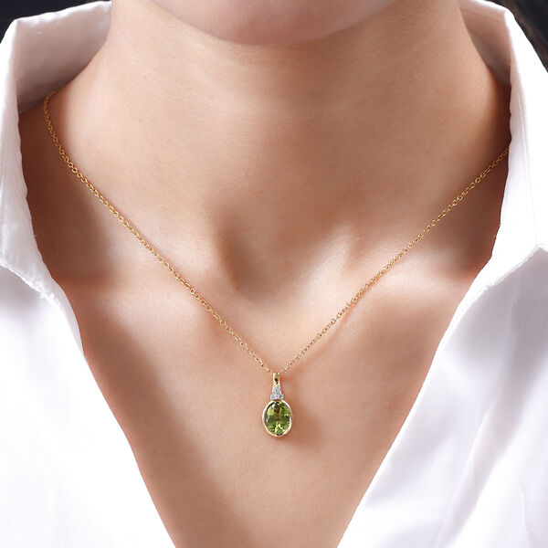 Natürlicher Peridot und Zirkon-Anhänger in Silber, 1,86 ct. image number 2