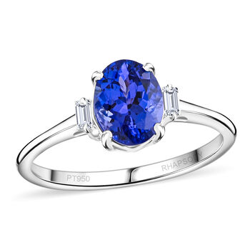 RHAPSODY AAAA Tansanit und Diamant-Ring, VS E-F, 950 Platin (Gr&ouml;&szlig;e 20.00) ca. 2.10 ct