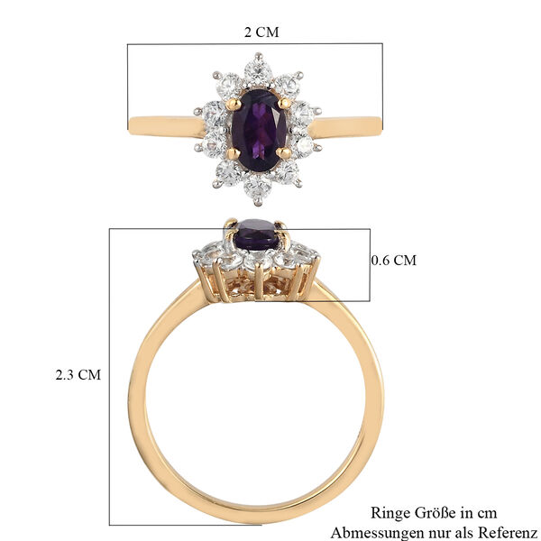 Afrikanischer Amethyst und Zirkon Ring 925 Silber vergoldet  ca. 0,91 ct image number 6