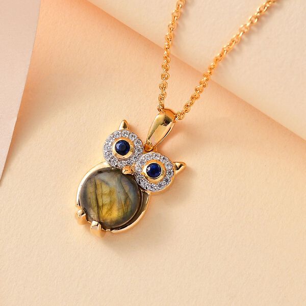 GP Trionfo Kollection- AAA Labradorit, Kyanit, Kanchanaburi blauer Saphir und Zirkon-Anh&auml;nger mit 45cm Kette - 5,32 ct. image number 2