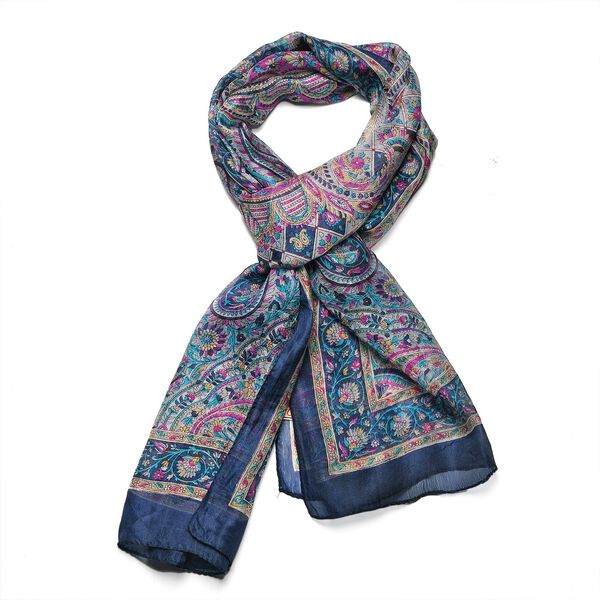 Geschmeidiger Luxuri&ouml;ser 100% Seidenschal, dunkelblau image number 8