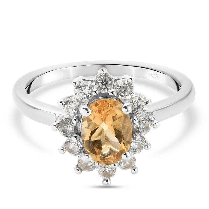 Citrin und Zirkon Ring 925 Silber platiniert  ca. 1,36 ct image number 0