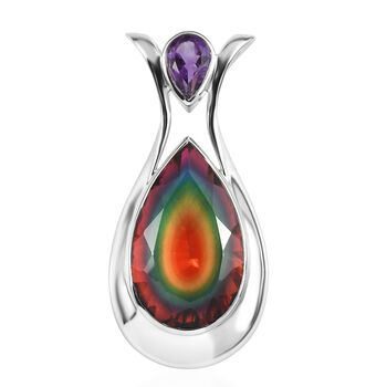 Sajen Silber-Himmlischer Quarz, Afrikanischer Amethyst Anh&auml;nger 925 Silber rhodiniert ca. 21.06 ct